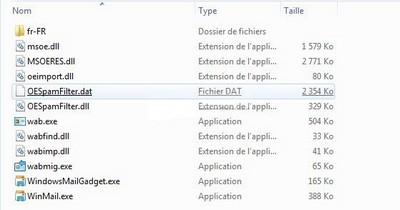 Fichier décompressé Windows Mail